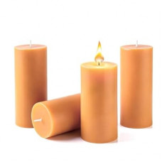 Natural Beeswax Candles 4 Packs, 100% Pure Beeswax Pillar Candles with 140 Hours Long Burning Time,…