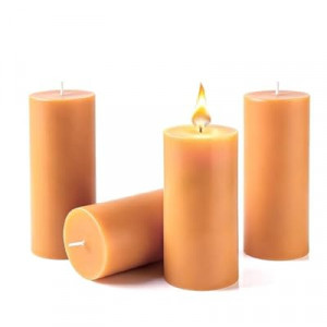 Natural Beeswax Candles 4 Packs, 100% Pure Beeswax Pillar Candles with 140 Hours Long Burning Time,…