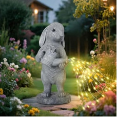 VOFSTAND Garden Statues Rabbit Statue with Solar LED Light, Ideal Gifts for Friends or Family's Birthda…