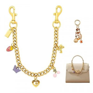 fsdyknej Fashion Bag Charm Chain with Cute Colorful Pendants, Multi-Use Gold Chain Accessory for Purse,…