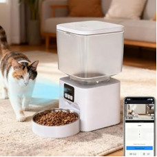 Smart Automatic Pet Feeder with 2K HD Camera & Night Vision, 4.5L Large Capacity, Anti-Jam System, Voice R…