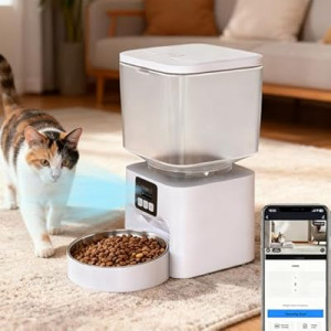 Smart Automatic Pet Feeder with 2K HD Camera & Night Vision, 4.5L Large Capacity, Anti-Jam System, Voice R…