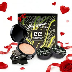 Mushroom Head Air Cushion CC Cream Gift Set for Women, 1 Full-Size Makeup Foundation with 2 Ref…