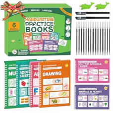 Magic Grooved Writing Practice for Kids,6Pack Reusable Large Handwriting Practice Books, Large…