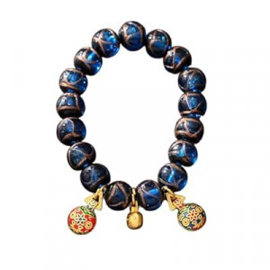 NexusChi Temple Sacred Incense Ash Bracelet Good Luck Feng Shui Wealth Bracelet for Men Women – Gold Eat…