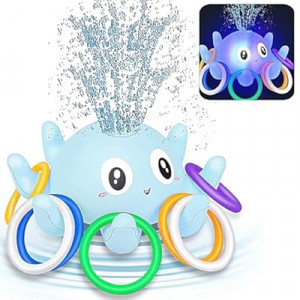 Light Up Octopus Sprinkler Bath Toy for Toddlers 1-3, Baby Bath Toys with Fountain for Pool Bathtub & Water…