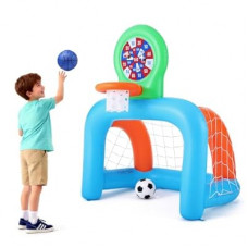 NIBBaNACAL Inflatable Toddler Sports Center – Basketball Hoop & Soccer Goal, 3-in-1 with Sticky Ball…