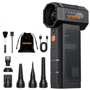 Compressed Air Duster, Electric Air Duster with Upgraded Powerful 40MM Brushless Motor, 4-Gear Cor…