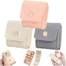 AOzT A LOTS MILI 3-Piece Portable Velvet Jewelry Organizer Pouch–Foldable, Multi-Compartment Trav…