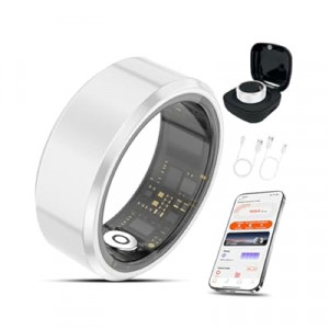 Ceramic Smart Ring Health Tracker with Charging Case Sleep, Heart Rate & SpO2 Monitor, 5ATM+IP68 Water…