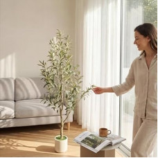 PUFFORO Faux Olive Tree, 5FT Artificial Olive Trees with Lifelike Olive Branches and Fruits, Fake Flo…