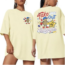 MYHALF Baseball Shirts Women Baseball Mom Shirt Oversized Ballgame Graphic Tshirt Sport Clot…
