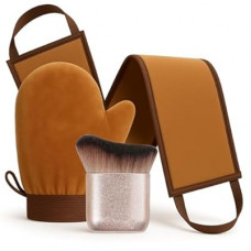 Self Tanning Applicator Set for Beginners Streak-Free Tanning Mitt with Back Applicator & Kabuki Brus…