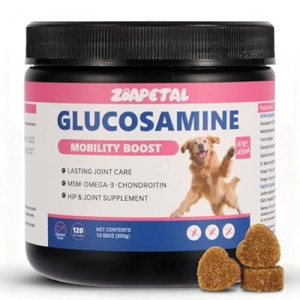 Senior Dog Hip & Joint Supplement – Chicken Flavor Soft Chews with Glucosamine, Chondroitin, MSM, Yu…