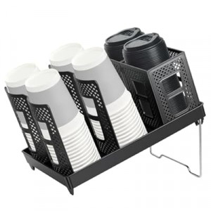 Coffee Cup Holder with Straw Organizer, Cup and Lid Holder, Upright Paper Cup Storage, Adjusta…