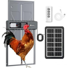 Automatic Chicken Coop Door Solar Powered with Timer, Remote Control, Anti-Pitch Aluminum Alloy Auto Ho…
