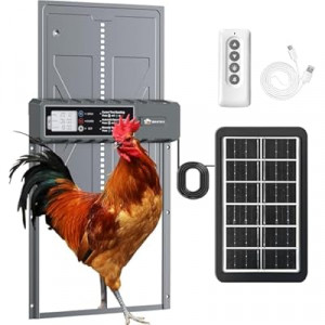 Automatic Chicken Coop Door Solar Powered with Timer, Remote Control, Anti-Pitch Aluminum Alloy Auto Ho…