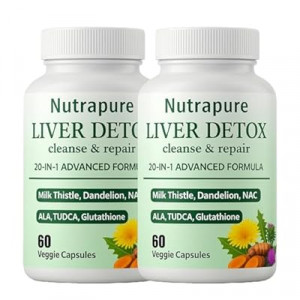Nutrapure Liver Support Capsules, 20-in-1 Formula with Milk Thistle, Turmeric & Inositol, Antioxidant &…