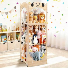 Stuffed Animal Storage & Organizer, Wooden Zoo Toy Holder with Cute Puppy Design, Large Plushies & Stu…