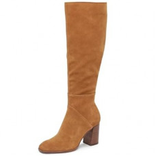 Coutgo Womens Knee High Boots Square Toe Chunky Block Heel Side Zipper Faux Suede Long Boots Fall…