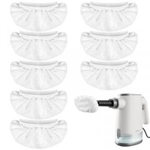 TEEVOGO 8 Pack Universal Microfiber Cloths for Handheld Steam Cleaner, Double-Layered Reusable & Washa…