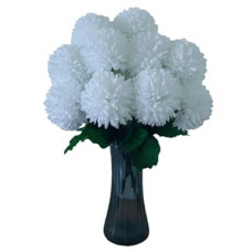 TransBloom Large Artificial Kiku Flowers, Artificial Chrysanthemum Ball, 18 Heads White Silk Stems, 15…
