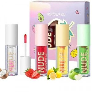 Hydrating Lip Oil Set – Non-Sticky, Long-Lasting Moisturizing Gloss for Dry Lips | Fruity Flavored Lip Gloss…