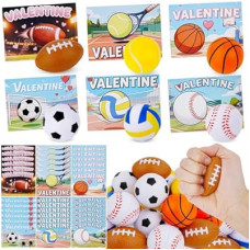 Tiaxidex Valentines Day Gifts for Kids, 36 PCS Sports Valentines Cards for Kids, 36 PCS Stress Balls, Classroom…
