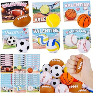 Tiaxidex Valentines Day Gifts for Kids, 36 PCS Sports Valentines Cards for Kids, 36 PCS Stress Balls, Classroom…