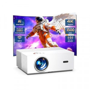 [Auto Focus & High Brightness] Outdoor Projector with WiFi and Bluetooth, Native 1080P Movie Proj…
