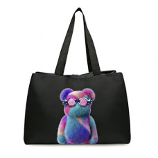 Jocose Moose Oversize Tote Bags for Women,Colorful Bear Print Large-capacity Commuter Tote Bag, Wate…