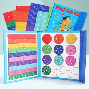 Magnetic Fraction Educational Puzzle, Magnetic Fraction Demonstration Book with Fraction Tiles & Circles, F…