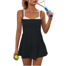 Sexyasasii Women Tennis Dress with Built in Shorts and Bra Spaghetti Strap Athletic Dress Pockets Square…