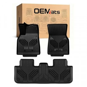 OEMats Custom Fit Floor Mats for Tesla Model Y Juniper 2025 2026 | Wing-Style Pattern | TPE Car Mat F…