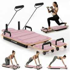 X-HOBON Pilates Board Reformer for Home Workout, Reformer Board, Glide Board, Sliding Rails, Maple W…