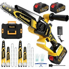 Yshunlai Mini Chainsaw Cordless 8 Inch & 6 Inch, Brushless Battery Powered Chain saw with 2 Pack 4.0…