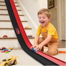 Flexible Race Track 15 Ft Starter Set, Flex Tracks for Kids 3+ with Strong Suction Cups, Flexible Car Race Ra…