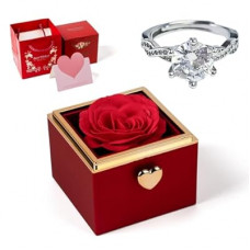 mountova Valentine’s Day Gift for Her Preserved Rose Surprise Box with Heart Necklace, Luxury Flip Jewelry…