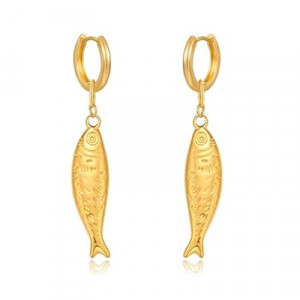 Gold Silver Hoop Earrings for Women Gold Silver Fish Dangle Earring Fashion Beach Jewelry for Women