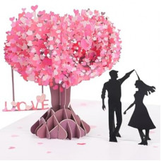 YOUGAANY Valentine's Day 3D Pop Up Card, 3D Love Tree Hearts Design for Him, Her, Couple; Ideal Romanti…