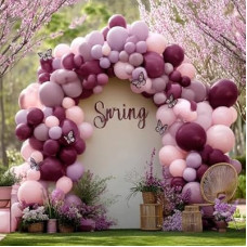 Dusty Purple Pink Balloon Arch Kit Double Stuffed Dark Purple Plum Pastel Pink Lavender Mauve Balloo…