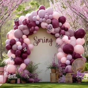 Dusty Purple Pink Balloon Arch Kit Double Stuffed Dark Purple Plum Pastel Pink Lavender Mauve Balloo…