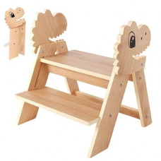Novarieth Beech Wooden Toddler Step Stool, 2-Step Foldable Stool for Kids with Non-Slip Surface, Baby B…
