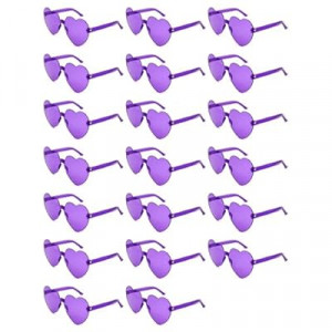 SKAHTOUF 12/20 Pairs Heart Shaped Sunglasses, Colorful Transparent Fun Glasses for Festival Party Favor & P…