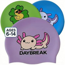 DAYBREAK Kids & Teens Silicone Swim Cap - Seamless Non Slip Waterproof Swimming Cap - Reduc…