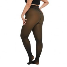 HLTPRO Fleece Lined Tights Women - Plus Size Warm Thermal Fake Skin Sheer Black Thick Pantyhose Leggi…