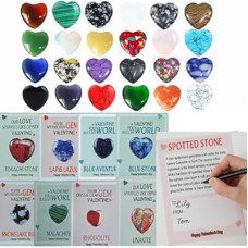 Wageso Valentine's Day Classroom Exchange Gifts - Prefilled Cards with Heart-Shaped Natural Crystal Ston…