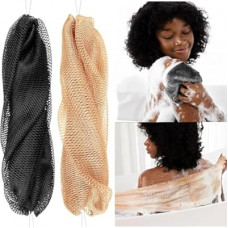 African Shower Net Sponge with Knotted Design – Exfoliating Afro Bath Mesh Scrubber – 2-Pack Body…