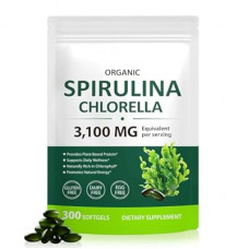 Tiuedu Spirulina Chlorella Softgels 300 Capsules, 17 in 1 Green Nutrient Blend Spirulina Chlorella Softgels,R…