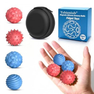 Silicone Magnetic Balls Fidget Toys for Adults Teens ,4PCS Sensory Attraction Balls with Textures Shell…